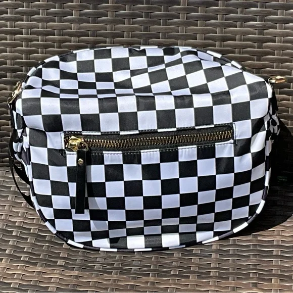 Checkered Black and White Women's Crossbody Bag - Picture 8 of 9